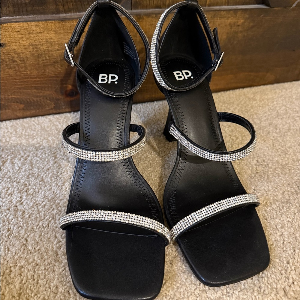 NEW BP Black and Silver Strappy Heels